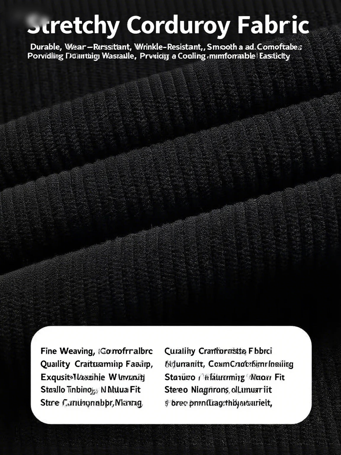 Black gray men's corduroy casual pants with drawstring, thick elastic business pants, mid waist brand winter warm pants.