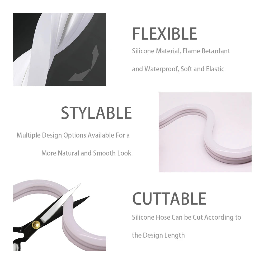 Neon LED Silicone Tube Flexible Soft Light For SK6812 WS2812B WS2811 DIY Holiday Decoration Strip Bar Lighting Tape Waterproof.