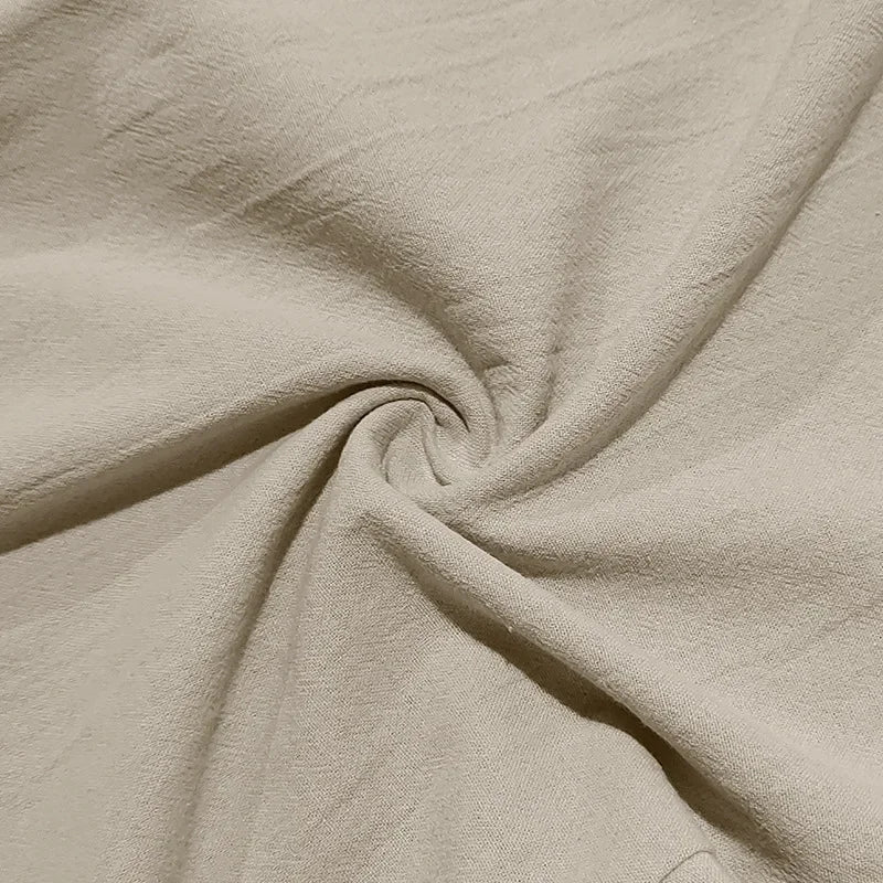 2024 drawstring men's simple fashion solid color casual cotton and linen straight trousers