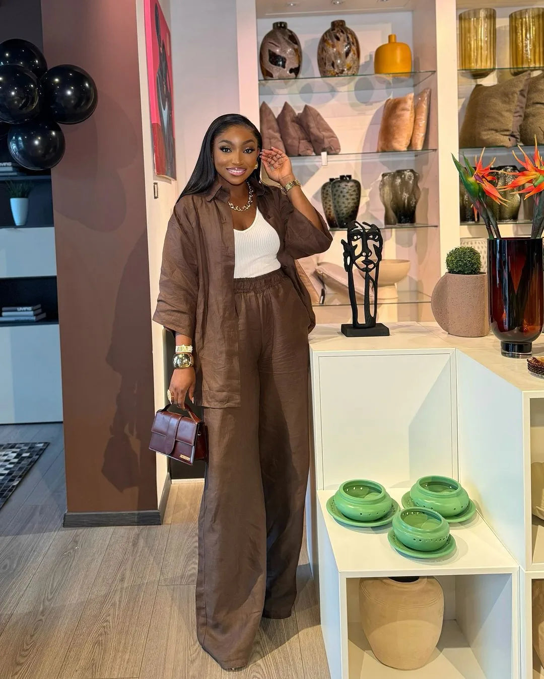 Cotton Linen Set Women Spring Summer Loose Oversize Long Sleeve Shirt Long Pants 2 Piece Sets Casual Office Ladies Trousers Suit.