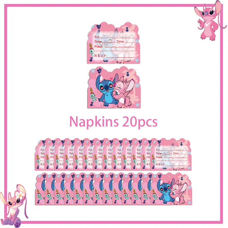 Disney Rosa Stich Geburtstag Party Dekorationen Geschirr Set Tischdecke Hintergrund Banner Für Kinder Geburtstag Dekorationen Lieferungen