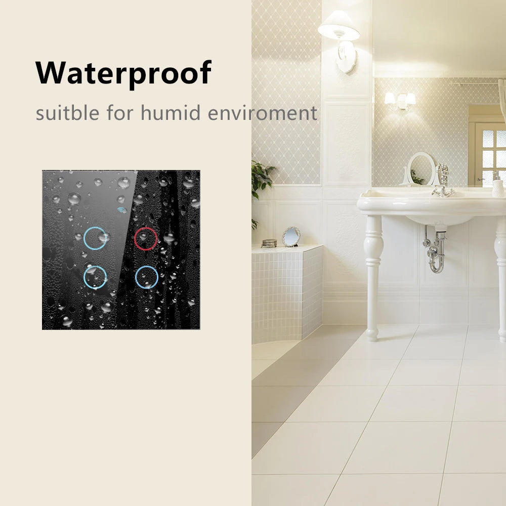 Tuya Wifi Smart Touch Licht EU Schalter Drahtlose Fernbedienung LED Licht Schalter Kein Neutralleiter Erforderlich 1-4 Gang Alexa Google Hause.