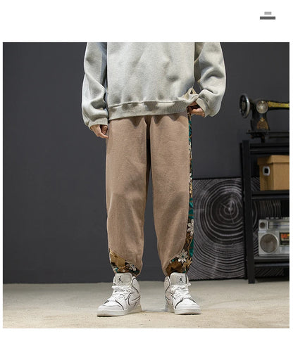 Fashion Casual Pants Men's Clothing Cotton Japanese Samurai Embroidery Patchwork Harem Trousers Oversized Harajuku Joggers Male.