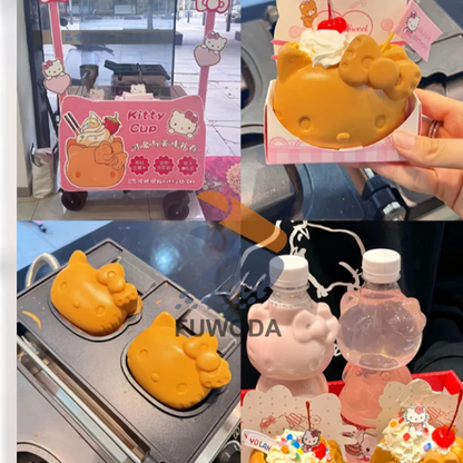 High Cost-Performance Electric Heating Waffle Making Machine Kitty Shaped Non-Stick Snack Cake Machine Open Mouth Waffle Maker.