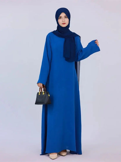 Ramadan Eid Solid Linen Dubai Abaya Turkey Islam Muslim Modest Dress Kaftan Prayer Clothes For Women Kebaya Robe Femme Musulmane