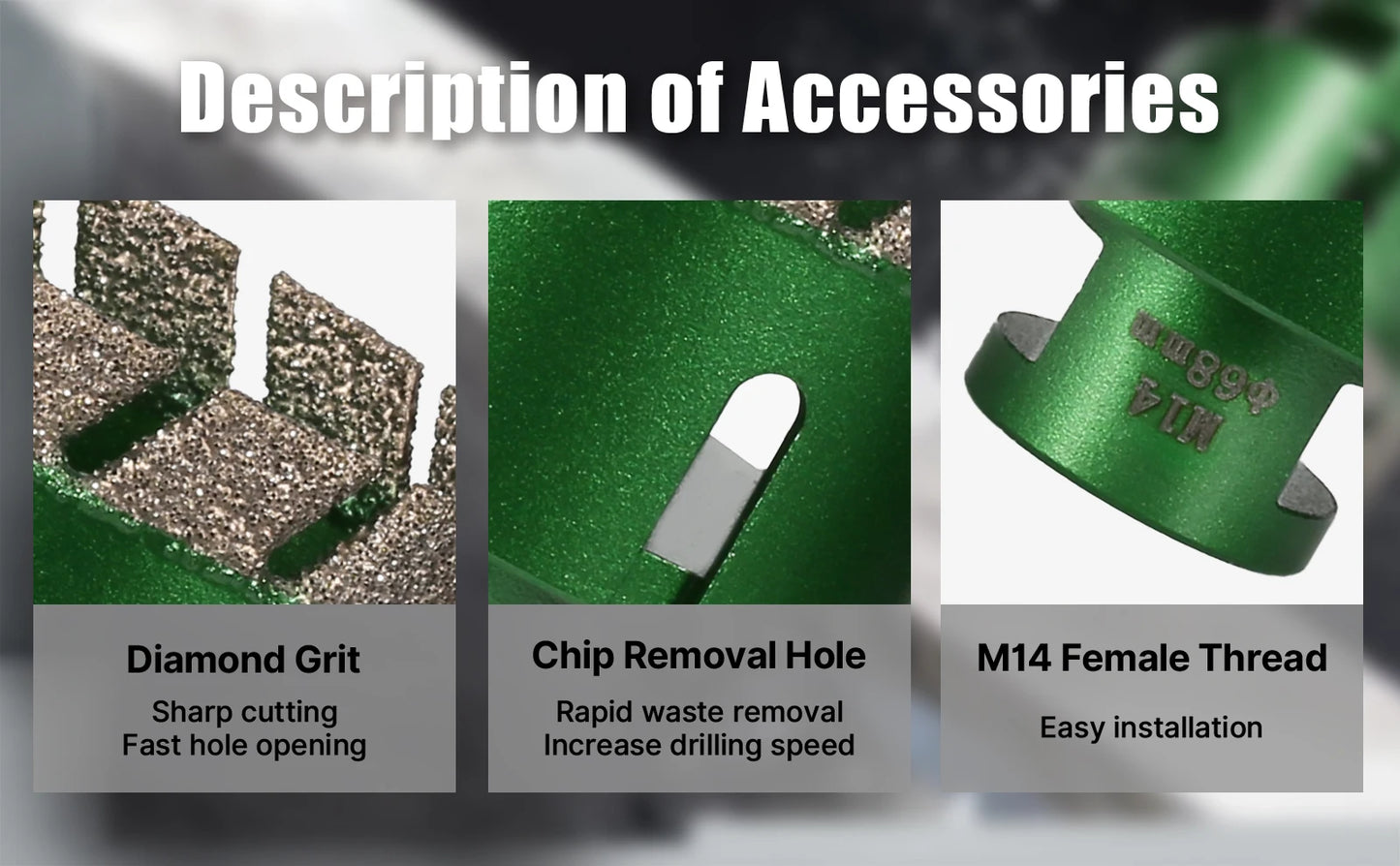 6–130 mm M14-Gewinde, trocken, vakuumgelöteter Marmor, Mauerwerk, Lochsäge, Öffner, Diamantbohrkrone für Keramikfliesen, Granit, Marmor