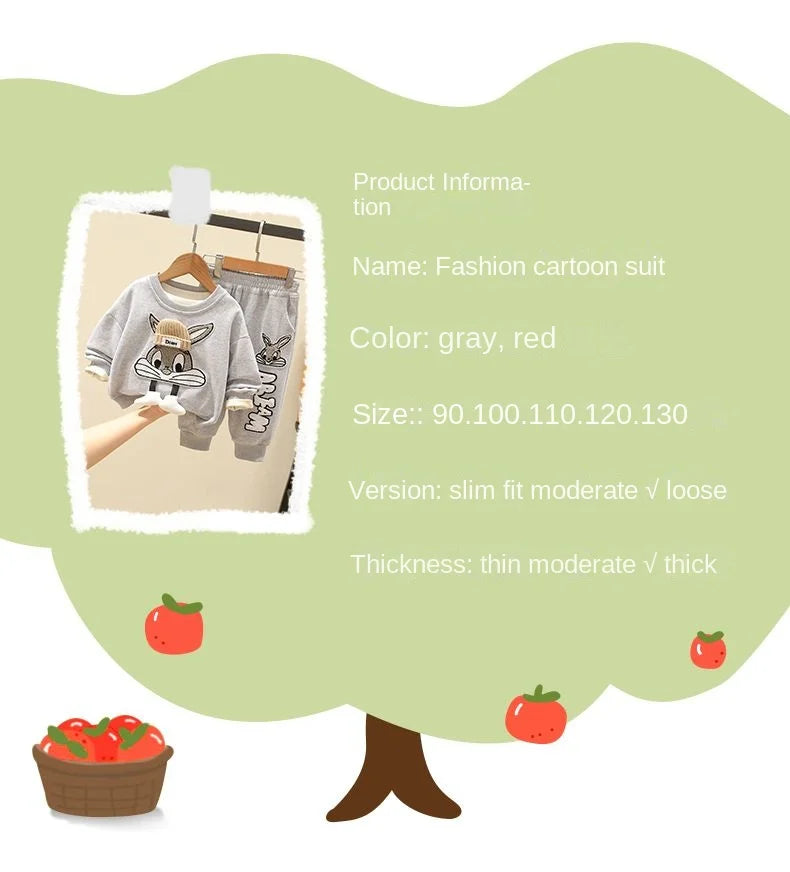 Autumn Kid Boy Clothes Set Cartoon Printed Sweatshirts Pullover Top and Pants Bottom 2pcs Suit Children Girls Outfits Tracksuits.