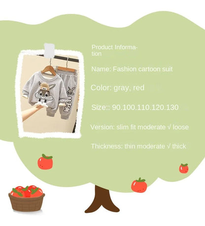 Autumn Kid Boy Clothes Set Cartoon Printed Sweatshirts Pullover Top and Pants Bottom 2pcs Suit Children Girls Outfits Tracksuits.