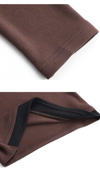 Fake two long sleeved T-shirts for women in autumn and winter, new fashionable plus size color blocked warm zipper lapel top.