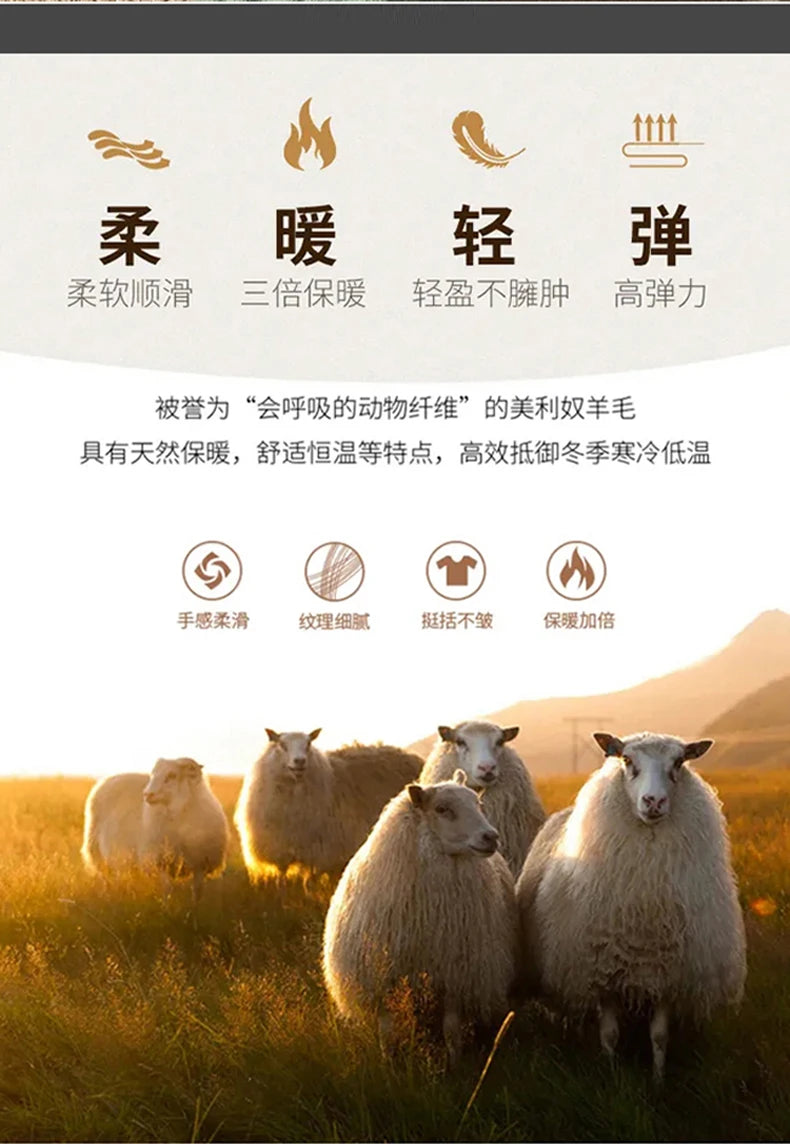 Autumn Winter Thickened Cashmere Sweater 100% Merino Wool Men's Top O-Neck Twisted Pullover Knitted Loose Long Sleeve Sweater.