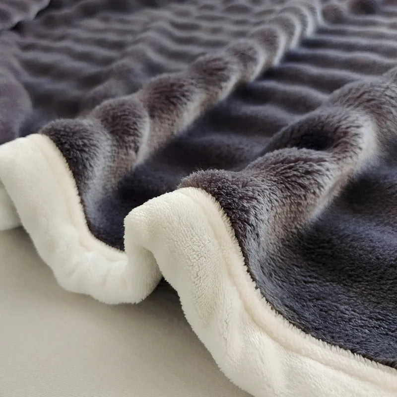 Solid Color Flannel Rabbit Fur Blanket Nap Cover Blanket Soft Sofa Blanket Coral Fleece Cover For Bedroom Manufacturer Wholesale.