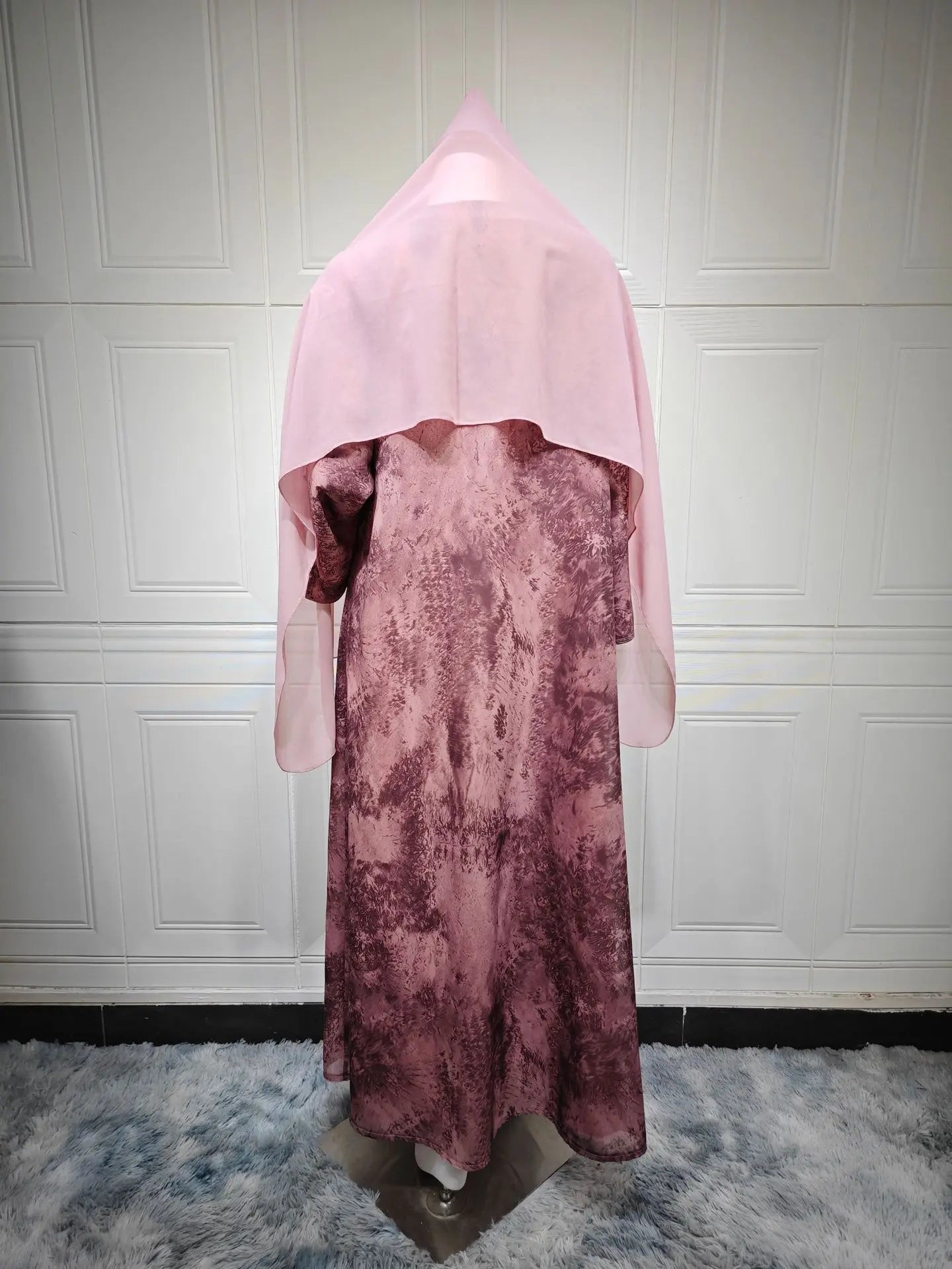 Ramadan Eid Tie Dye Butterfly Bow Muslim Modest Kimono Abaya Damen Dubai Luxury Islam Women Kebaya With Hijab Kaftan Robe Femme.