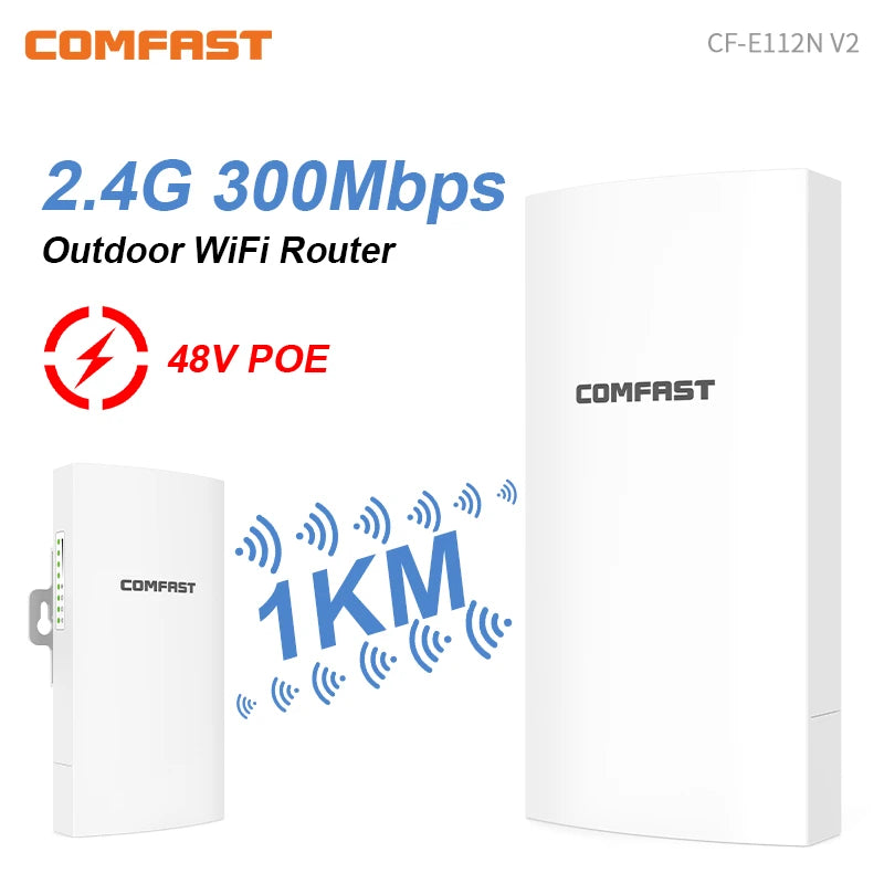 COMFAST 300Mbps Outdoor CPE Bridge Access Point 2.4Ghz 1Km-5km Long Range Extender WiFi Repeater Router AP Wi-Fi Bridge p to p.