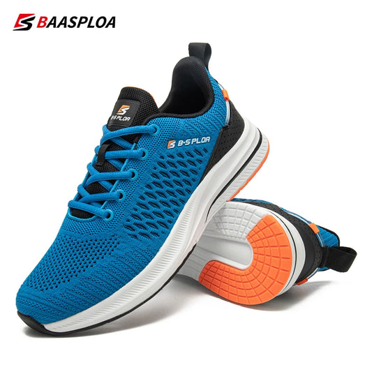 Baasploa Men's Running Shoes New Fashion Lightweight Mesh Breathable Walking Shoes Male Outdoor Casual Lace-Up Sports Shoes.