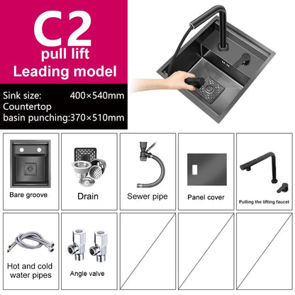 Stainless Steel Kitchen Sink Concealed Mini Single Sink Apartment Bar Multifunctional Hand Wash Fruit and Vegetable Basin