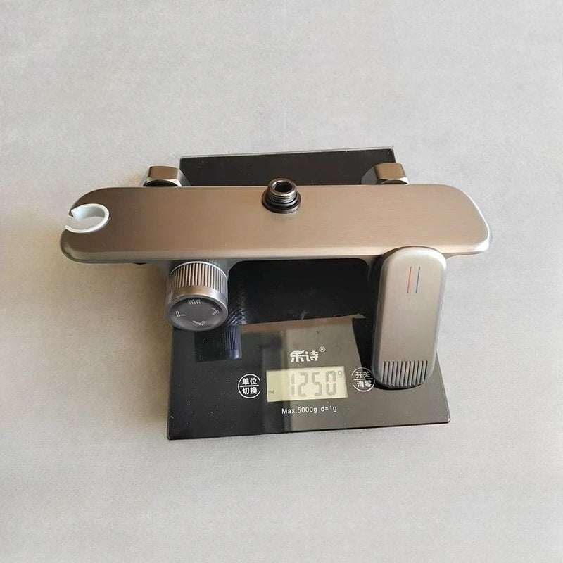 Grey/Chrome Brass Shower System Four Ways Water Outlet Bathroom Shower Faucet Set Rainlfall Hot Cold Bathroom Shower Set