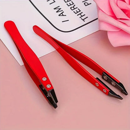 Zirconia Ceramic Pointed Tweezers Stainless Steel Tweezers with Slanted Tips Edges Eyebrows Beards Hair  Eyelash Tweezers.