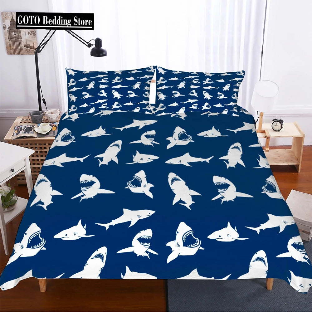 2021 Thick Bedding For Shark Ocean 3D Print Duvet Cover Pillowcases Black And White Bedding Sets Ropa De Cama Euro Size 2/3pcs.