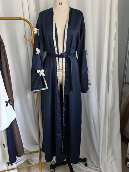 Eid Muslimischen Bogen Abaya Frauen Kleider Jalabiya Vestidos Largos Split Hülse Ramadan Marokko Dubai Lange Robe Party Islam Kaftan 2025