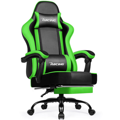 Daccormax Ergonomischer Gaming-Stuhl mit Fußstütze, Liegestuhl 170 ° , Rennstuhl aus PU-Leder mit Lordosenstütze und Kopfstütze