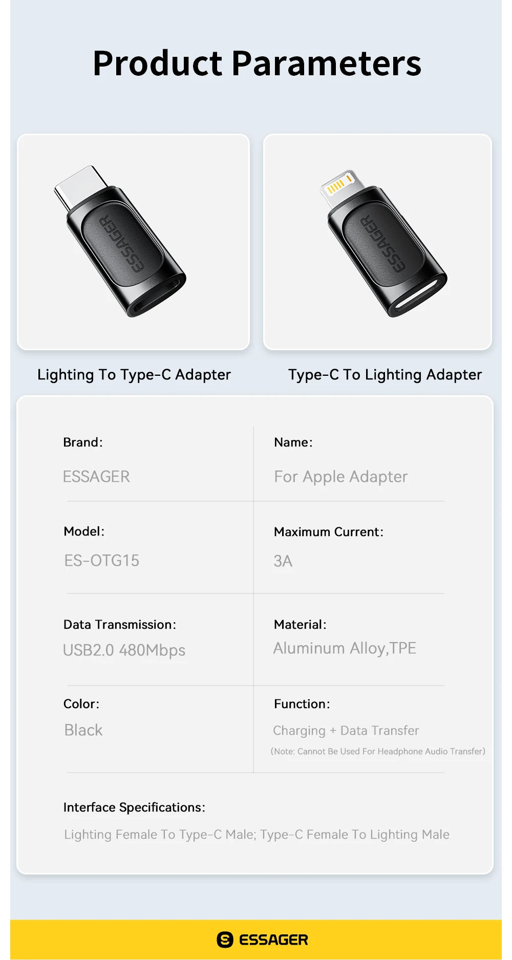 Essager Lighting To Type C OTG Adapter USB Type C To lighting PD 20W Fast Charging For iPhone 15 14 13 12 Pro Max ios Converter.