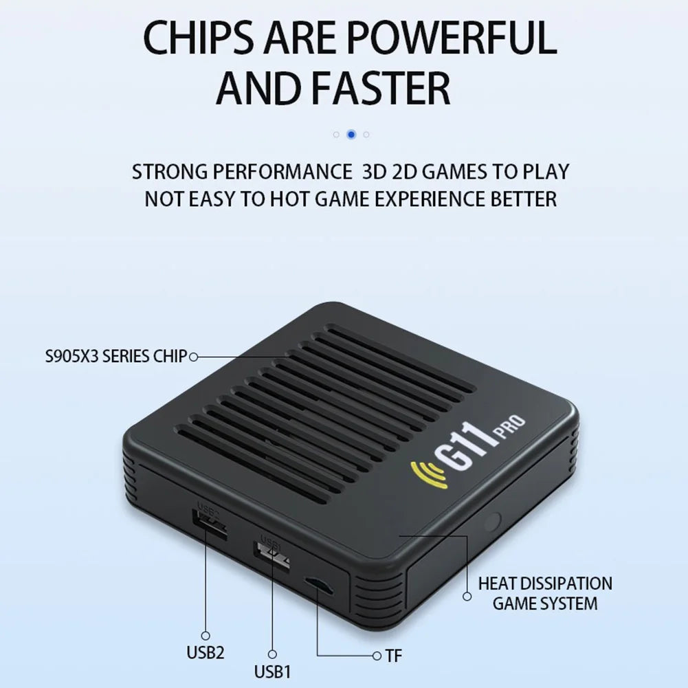 G11 Pro Retro Game Box 10000+ Built-in Classic Games HD Video Console Support Wireless Controllers for Retro Gaming Enthusiasts.