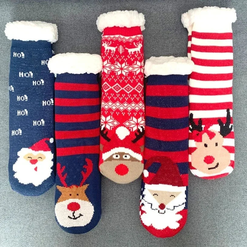 Christmas Fuzzy Socks Womens Winter Thermal Warm Floor Sock Soft Female Home Indoor Gifts Non Slip Grip Slipper Sock Fluffy.