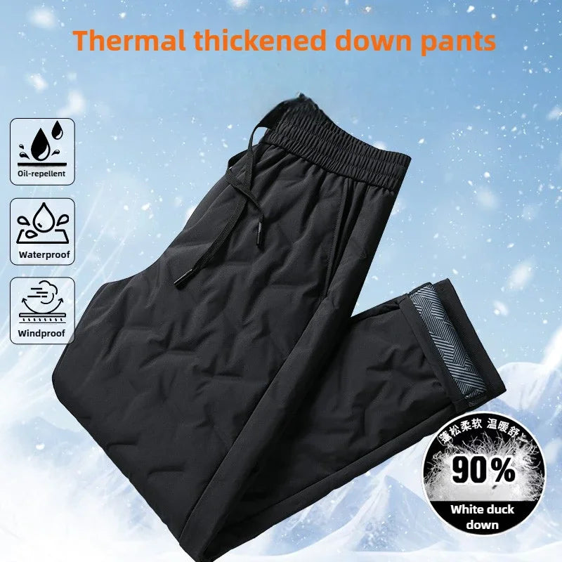 2024 Winter New 90% White Down Pants Men Thickened Warm Waterproof Casual Trousers Man Duck Down Padded Sweatpants Male Clothing.