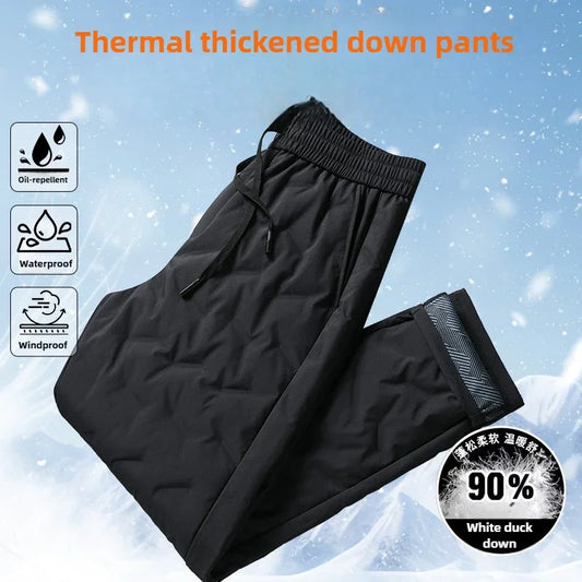 2024 Winter New 90% White Down Pants Men Thickened Warm Waterproof Casual Trousers Man Duck Down Padded Sweatpants Male Clothing.