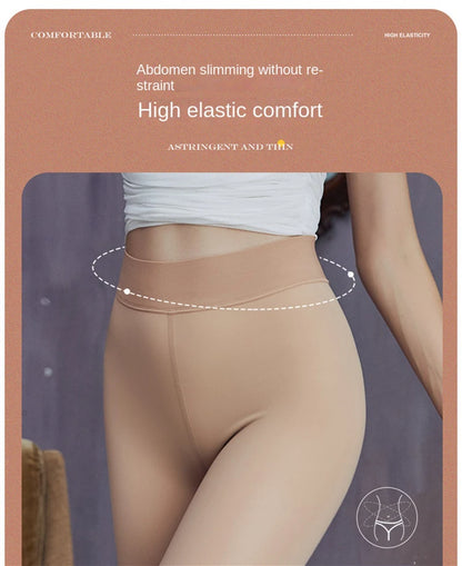 Winter Thermal Pantyhose Women Thicken Stockings Fake Translucent Pantyhose Fleece Lined Tights High Waist Elastic Wool Socks