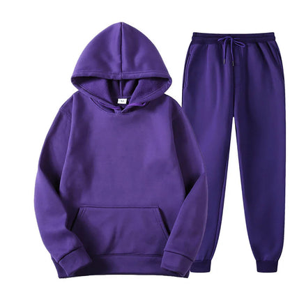 Men Tracksuit 2 Pieces Sets Hooded Sweatshirt +Drawstring Pants Male Hoodies Running Sportswear Men Women Autumn Sportwear.