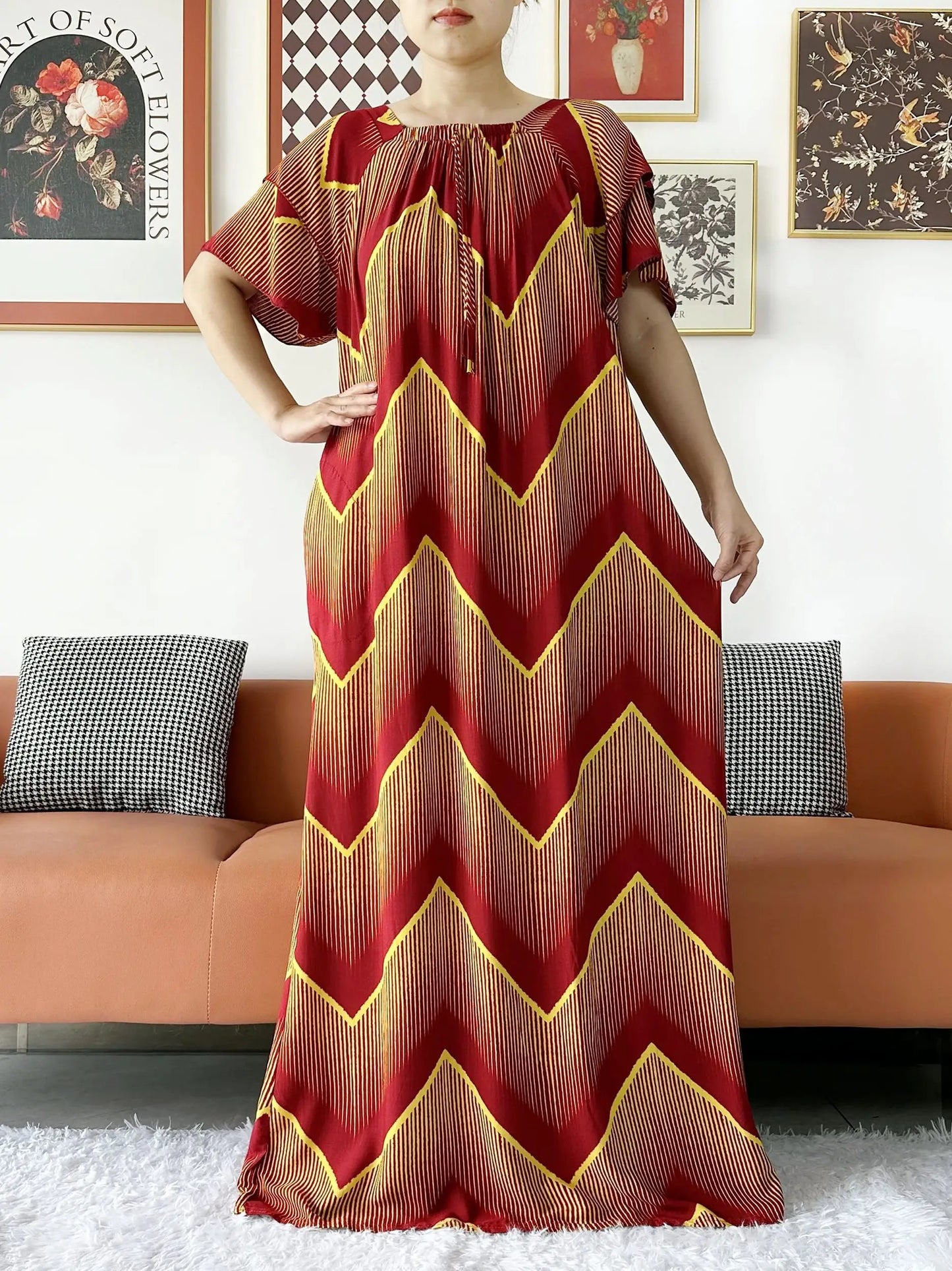 2024 New Muslim Dubai Abaay Women Cotton Dress With Big Scarf For Women Maxi Summer Short Sleeve Loose African Abaya Clothing.