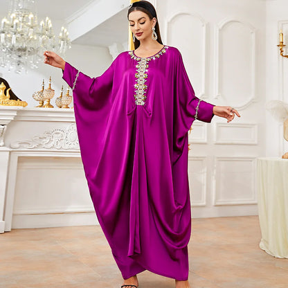 Uni Tassel Gradient Dubai Muslim Abaya For Woman O-Neck Elegant Casual Loose Moroccan Saudi Kebaya Fashion Party Dress 2024.