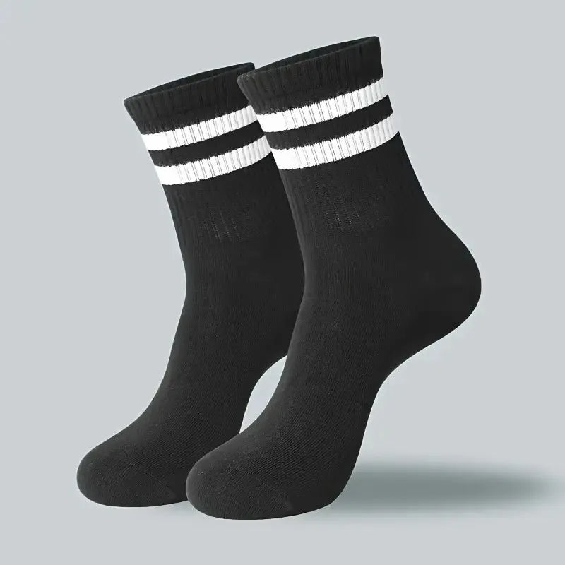 5/10/20 Pairs Neutral Solid Color Round Neck Socks Spring Autumn Sweat Absorbing Breathable Comfortable All-season Sports Socks.