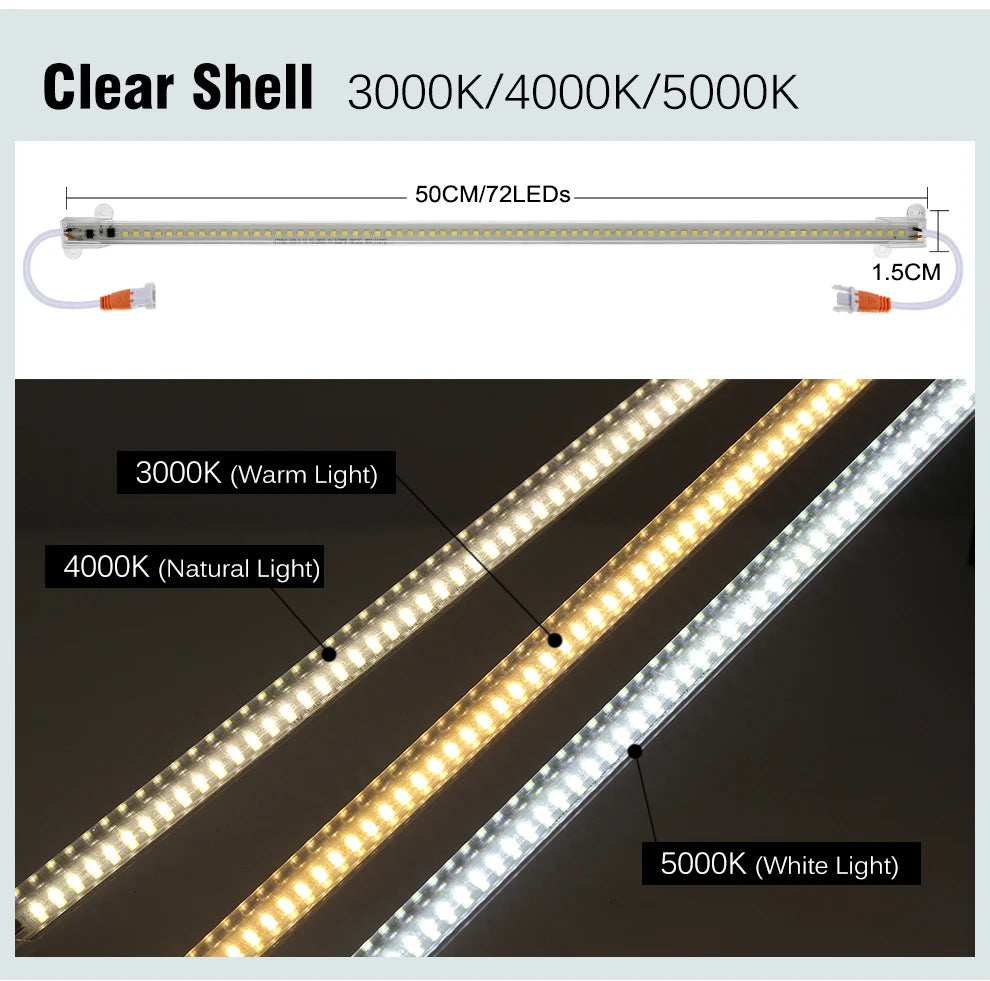 LED Tube Light AC220V  50cm 72LEDs High Brightness Night Bar 2835 Strip Energy Saving lamp for Home Kitchen Cabinet Wall Decor.