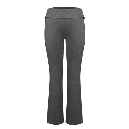 Damenmode, einfarbig, schmale Passform, schmale Reverse-Taille, niedrige Taille, elastische Taille, Schlaghose, Hose für Damen, Damenhose 2024