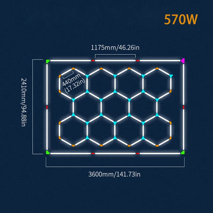 LED Honeycomb Lamp Barbershop Light Hexagon Lights Lamp AC85-265V Led Tube Ceiling Lighting For Car Detailing Workshop