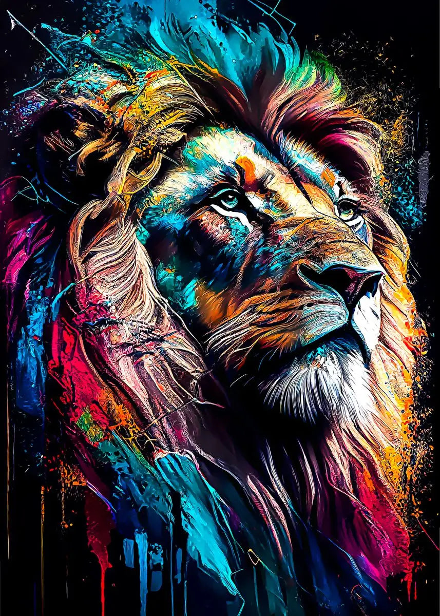 Black and Golden Light Lion Posters Modern Animal Canvas Painting Picture  Wall Art for Living Room Home Decoration No Frame.