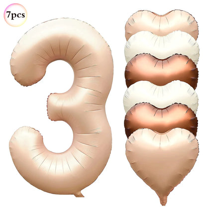 40in Cream Big Number Balloon 18in Three Color Love Foil Helium Balloons Aldult Birthday Set Boys Girls 1st Birthday Decorations