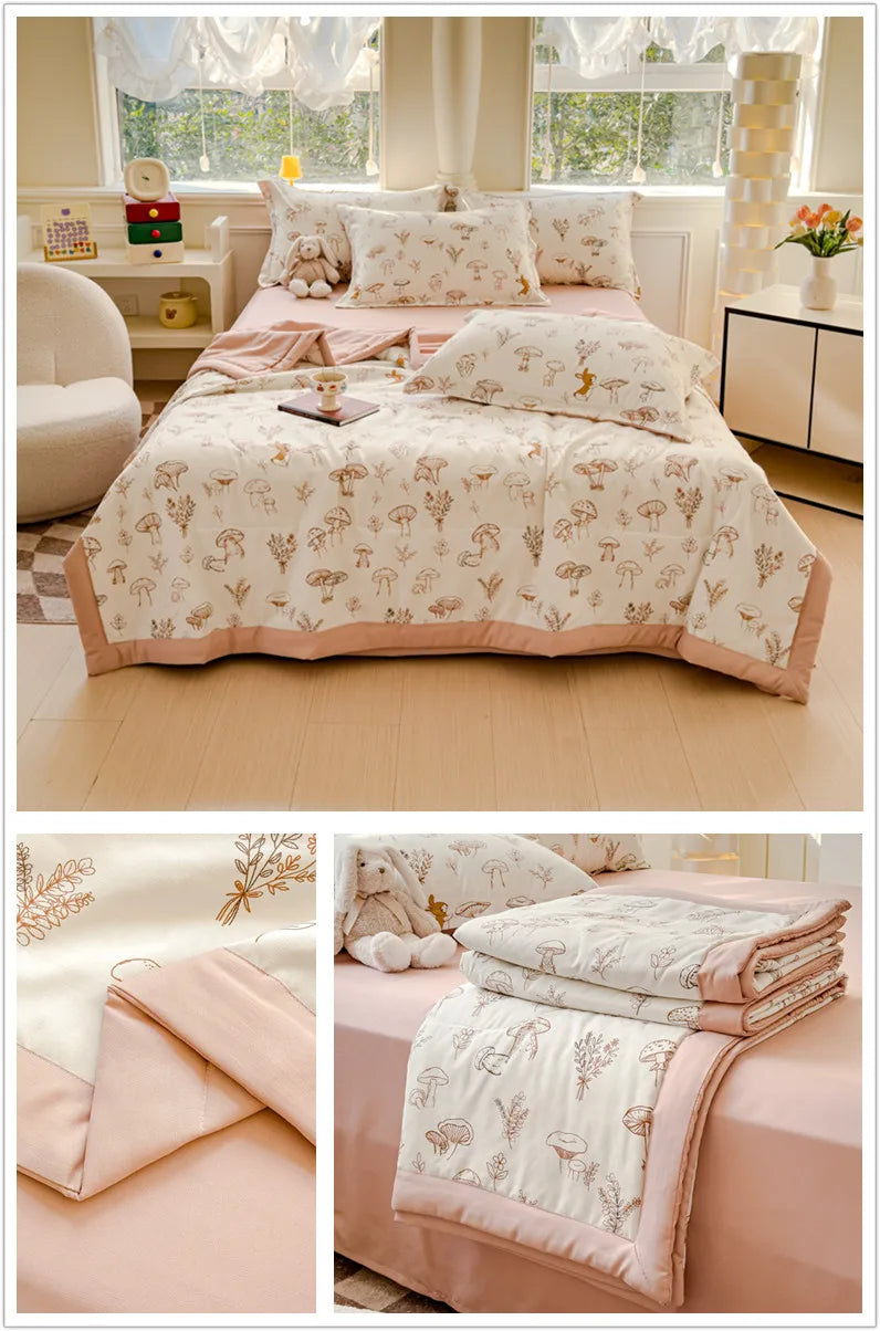 Printed Thin Duvet Skin-friendly Comforter 100x150cm for Kids Quilt Soft Bedspread Summer Blanket edredones (No Pillowcase).