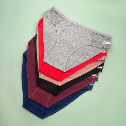 Moonflame 5 Pcs Seamless Cotton Briefs Sport Comfortable Solid Color Women's Panties.