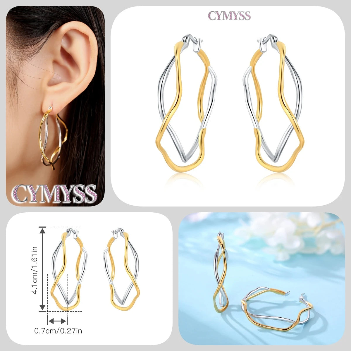 Original 2025 S925 Sterling Silver Zircon 18K Gold Lining Vintage Hoop Earrings for Women Birthday Party Wedding Gift Jewellery