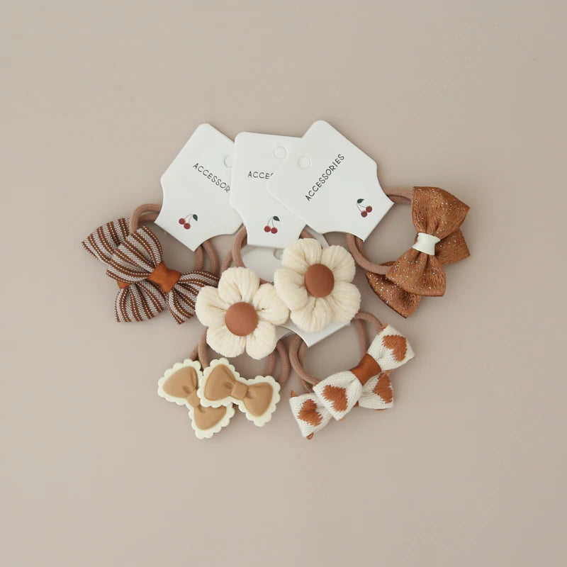 10Pcs/Lot, Elastic Hair Bow Clips for Children, Children's Headwear Hair Accessories for girls, Cute Hair ties, Lovely Hair Rope