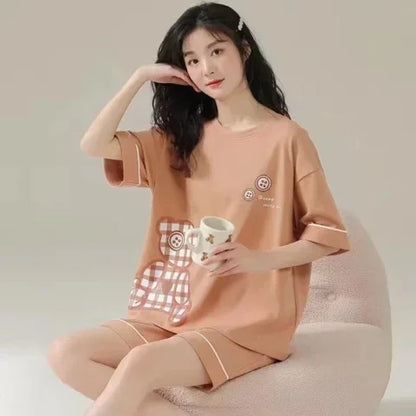 Pajamas Women Pajama Man Set Cotton Plus Size Spring Autumn Long-sleeved Korean Cardigan Casual V-neck Nightwear Couple Pyjamas.