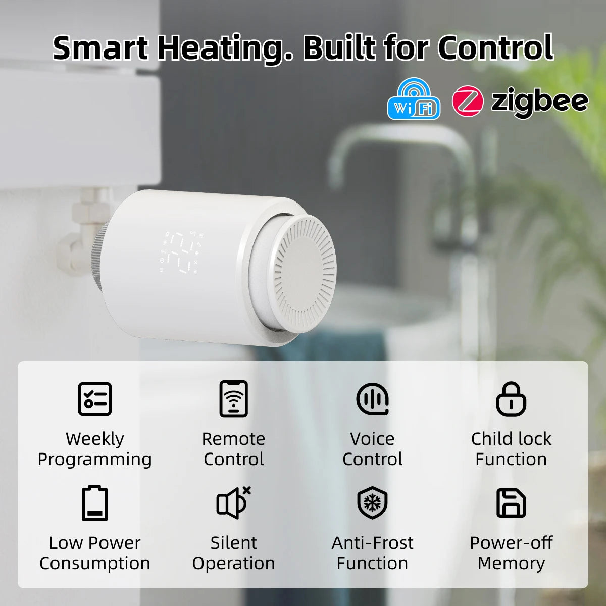 EZAIOT Smart Tuya Wifi/ZigBee3.0 Radiator Actuator TRV Programmable Thermostatic App Remote Temperature Controller Alexa Google.