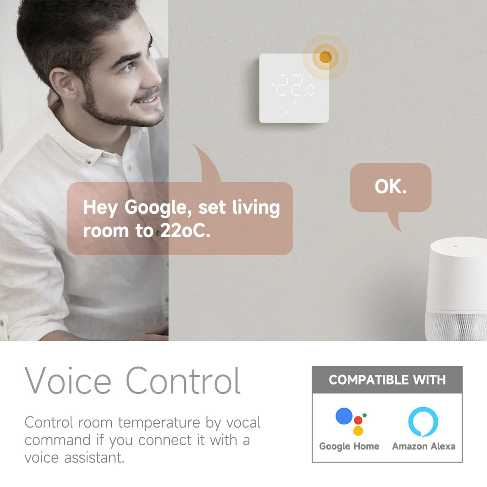 Beok Tuya Wifi Room Thermostat Underfloor Heating System Thermoregulator for Gas Boiler Electric Heating with Alexa Google Home.