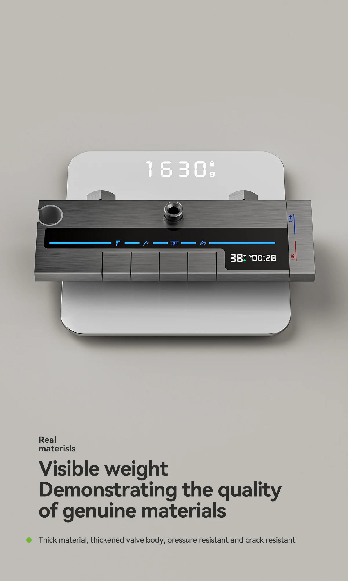 Space Aluminum Shower Set Digital Display Faucet Set , Piano Button With Ambient Light Bathroom Faucets Shower Head