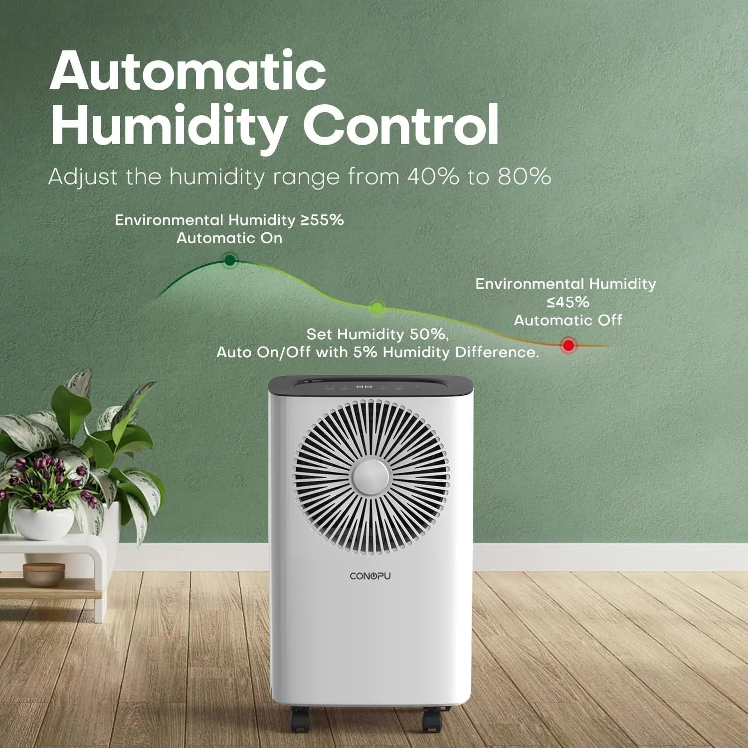 Dehumidifier Bedroom 12L/Day Continuous Drainage, 24H Timer, Automatic Defrost Humidity Control 2 Speed, Suitable for Room Home.