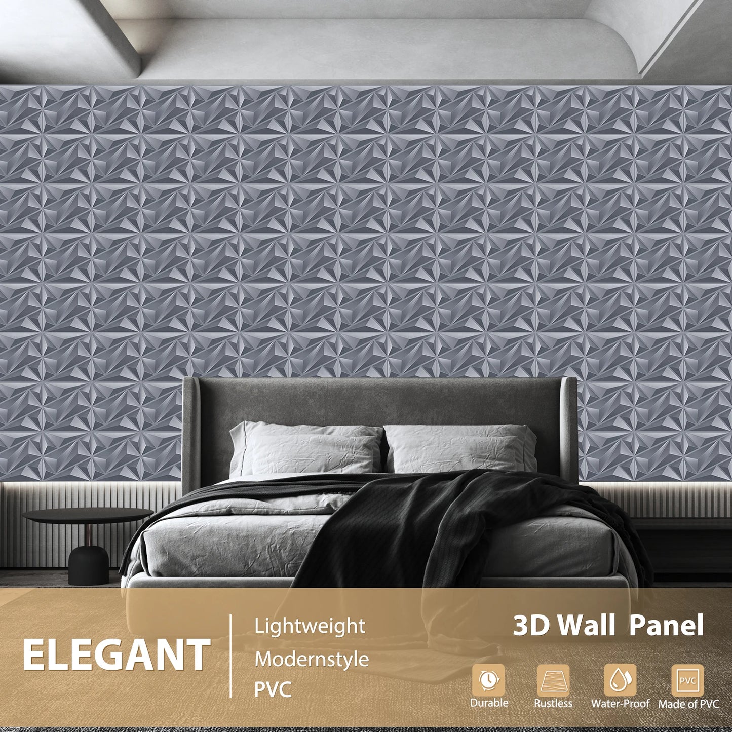 KUUJOJO 3D textured wall panel for indoor wall decoration, suitable for living room, hall, bedroom, hotel, office, send tape