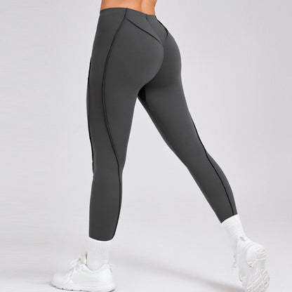 Women Nude Straps Yoga Pants Squat Proof Workout High Waist Leggings Fitness Pant Female Active Wear Legging.